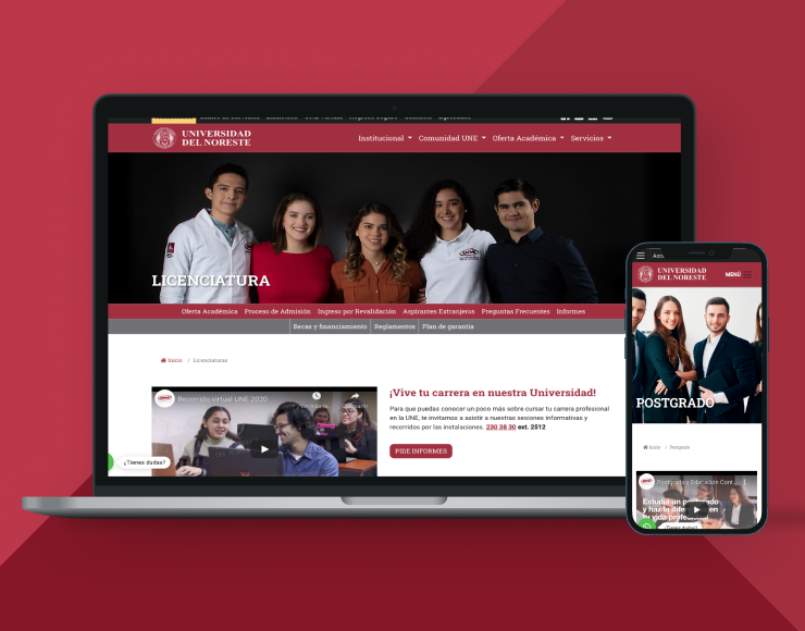 Universidad del Noreste - Página Web